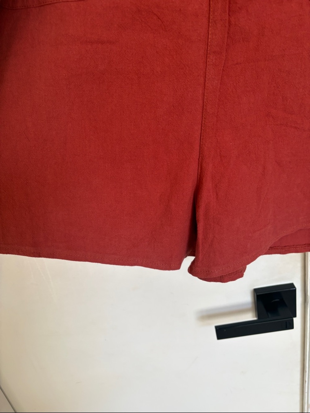 Rust colored Button-Front Linen Romper - Picture 6 of 7